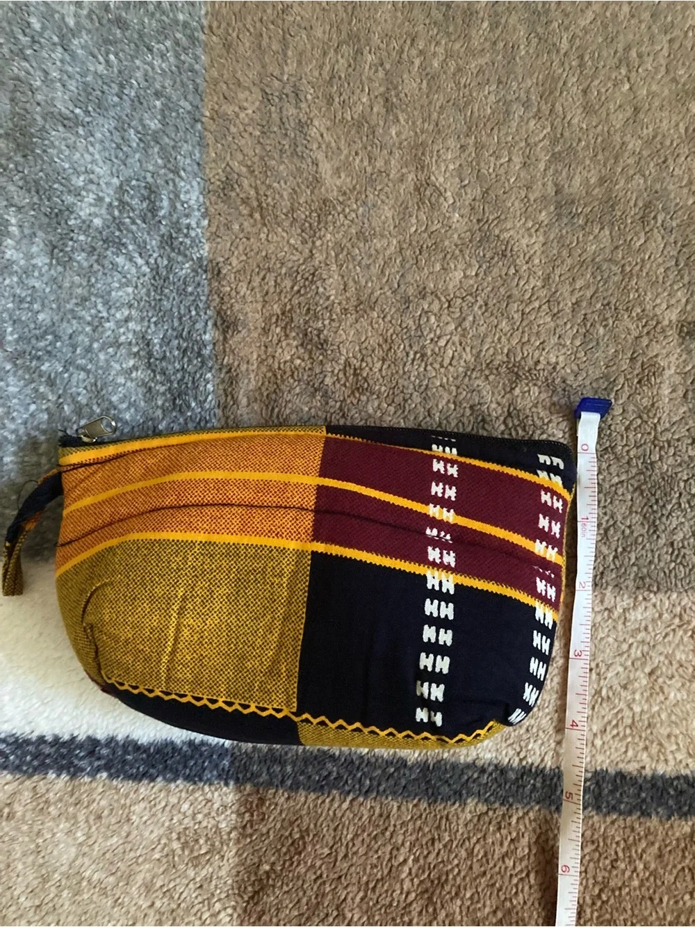 Bohemian Style Zip Pouch - Yellow, Maroon & Black